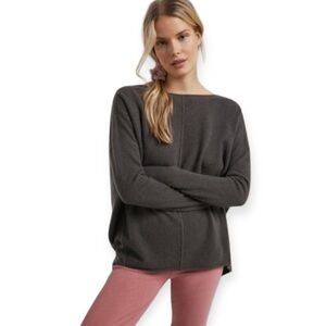 Anthropologie Saturday Sunday Reese Low Back Cashmere Sweater Small Gray Relaxed